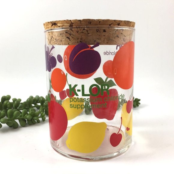 K-LOR Rx Pharmaceutical Advertising Painted Fruit Glass Storage Jar - Picture 3 of 5